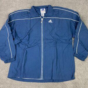 Y2K Adidas Windbreaker Jacket Men's XL Blue Nylon Track Vintage